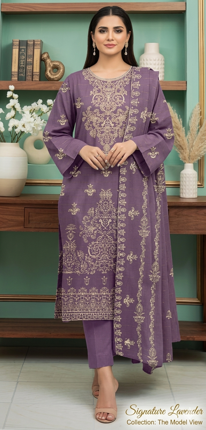 Full Embroidered Lawn 3pcs Suit ( Unstitched)