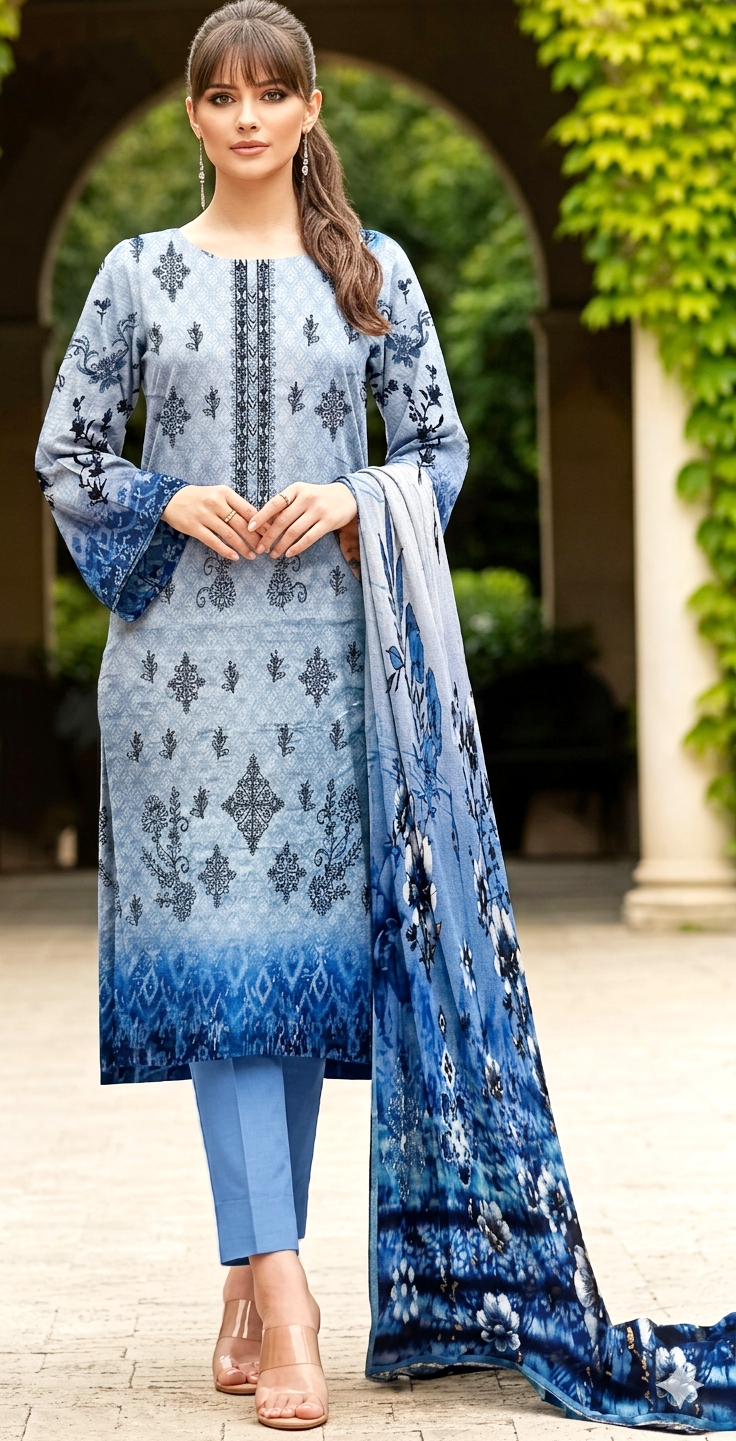 Embroidered Lawn 3pcs Suit ( Unstitched)