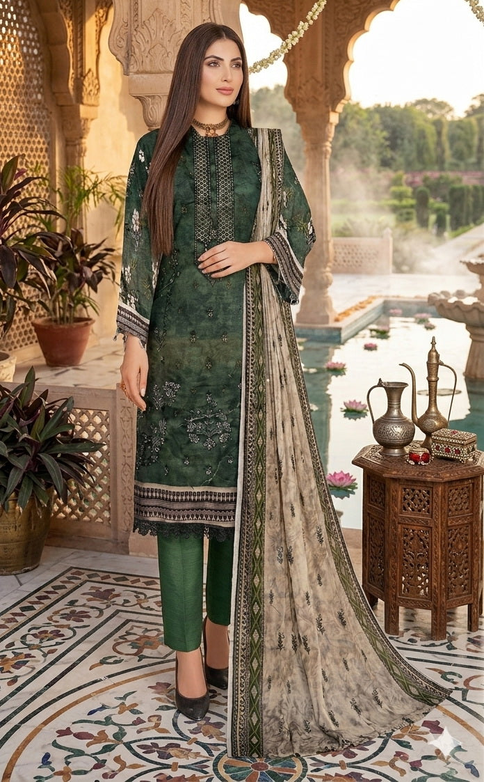 Embroidered Lawn 3pcs Suit ( Unstitched)