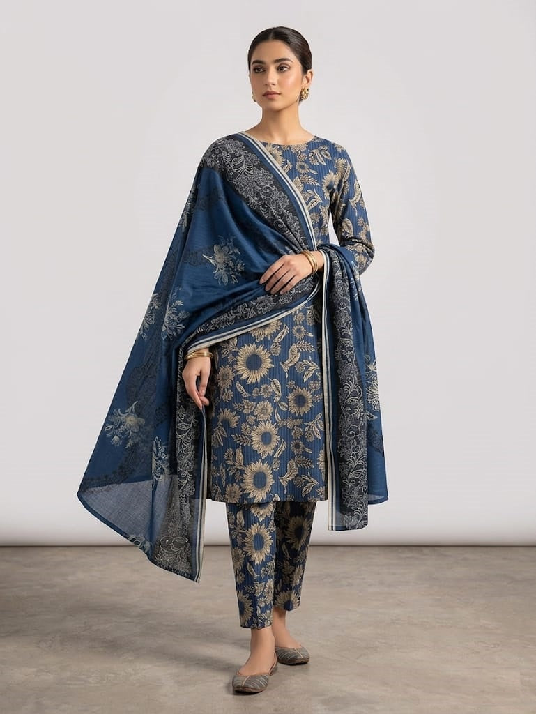 3 Pc Lawn Printed Suit ( Unstitched) | High Quality Fabric