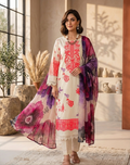 3 Pc Lawn Suit (Unstitched) with Embroidered Patches